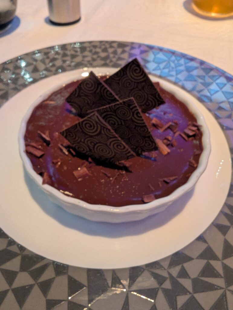 Roasted Chestnut Panna Cotta on NYE on the Disney Treasure