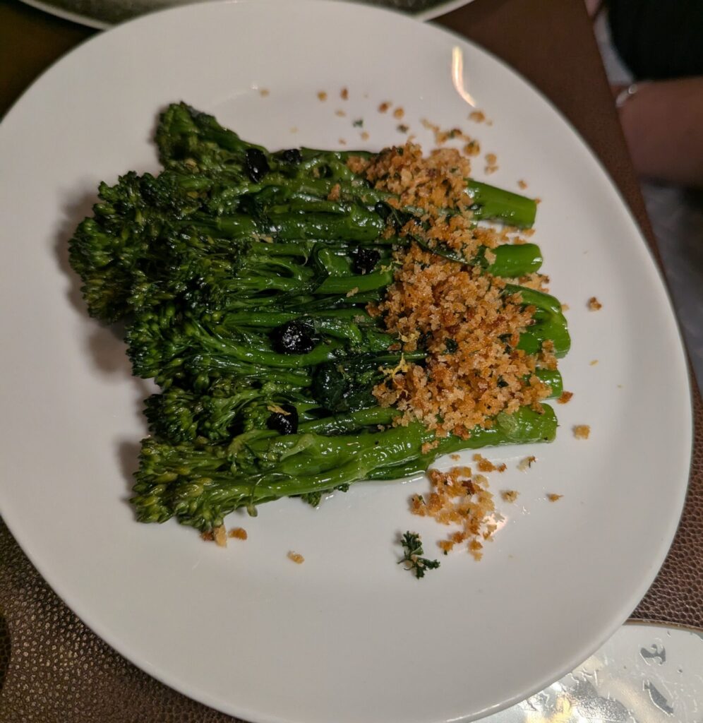Broccolini in Palo Steakhouse on the Disney Treasure