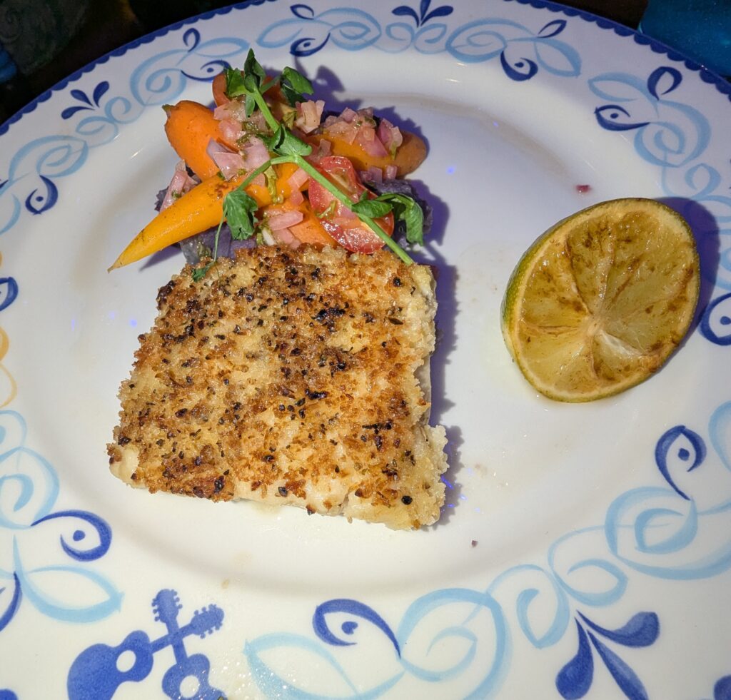 Adobo Sea Bass at Plaza de Coco on the Disney Treasure