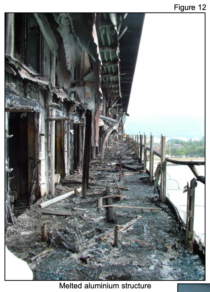 Photo taken from the MAB report on the Star Princess Fire showing the fire damage