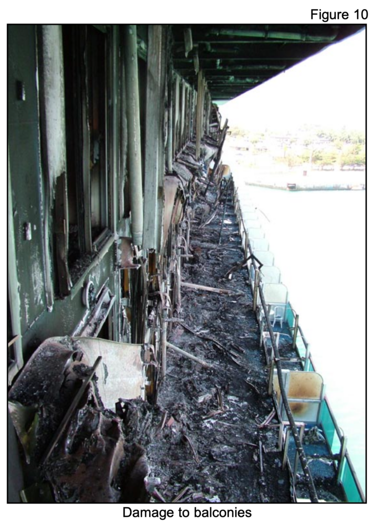 Photo taken from the MAB report on the Star Princess Fire showing the fire damage