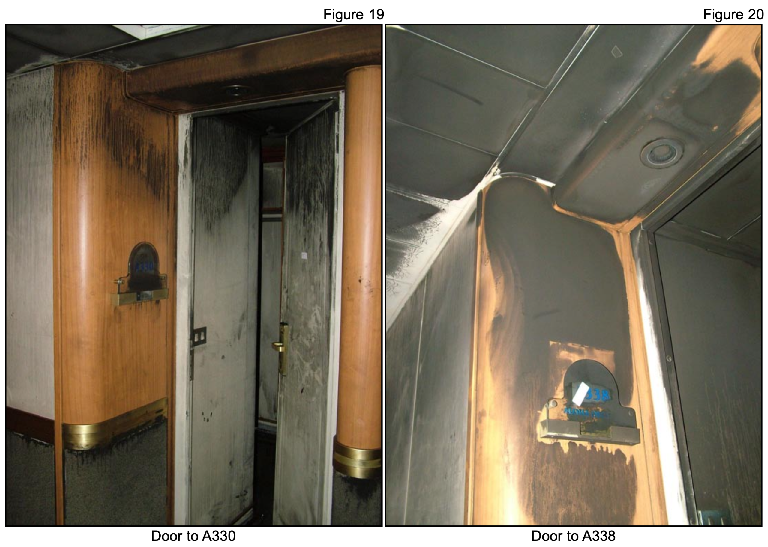 Photo taken from the MAB report on the Star Princess Fire of a damaged corridor