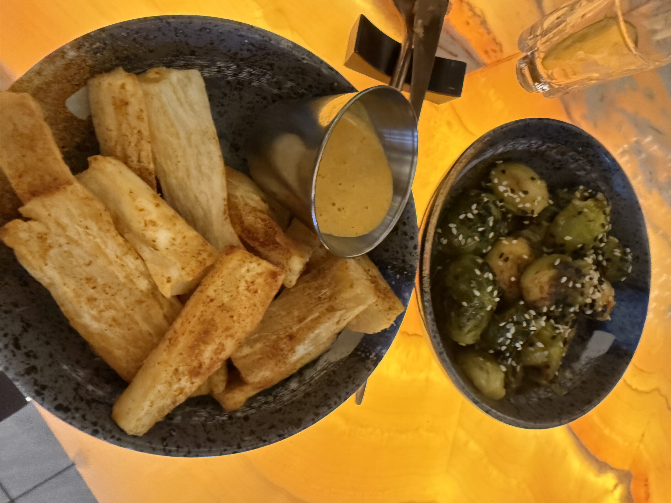 Yuca fries and Brussels sprouts from Haven in Curacao