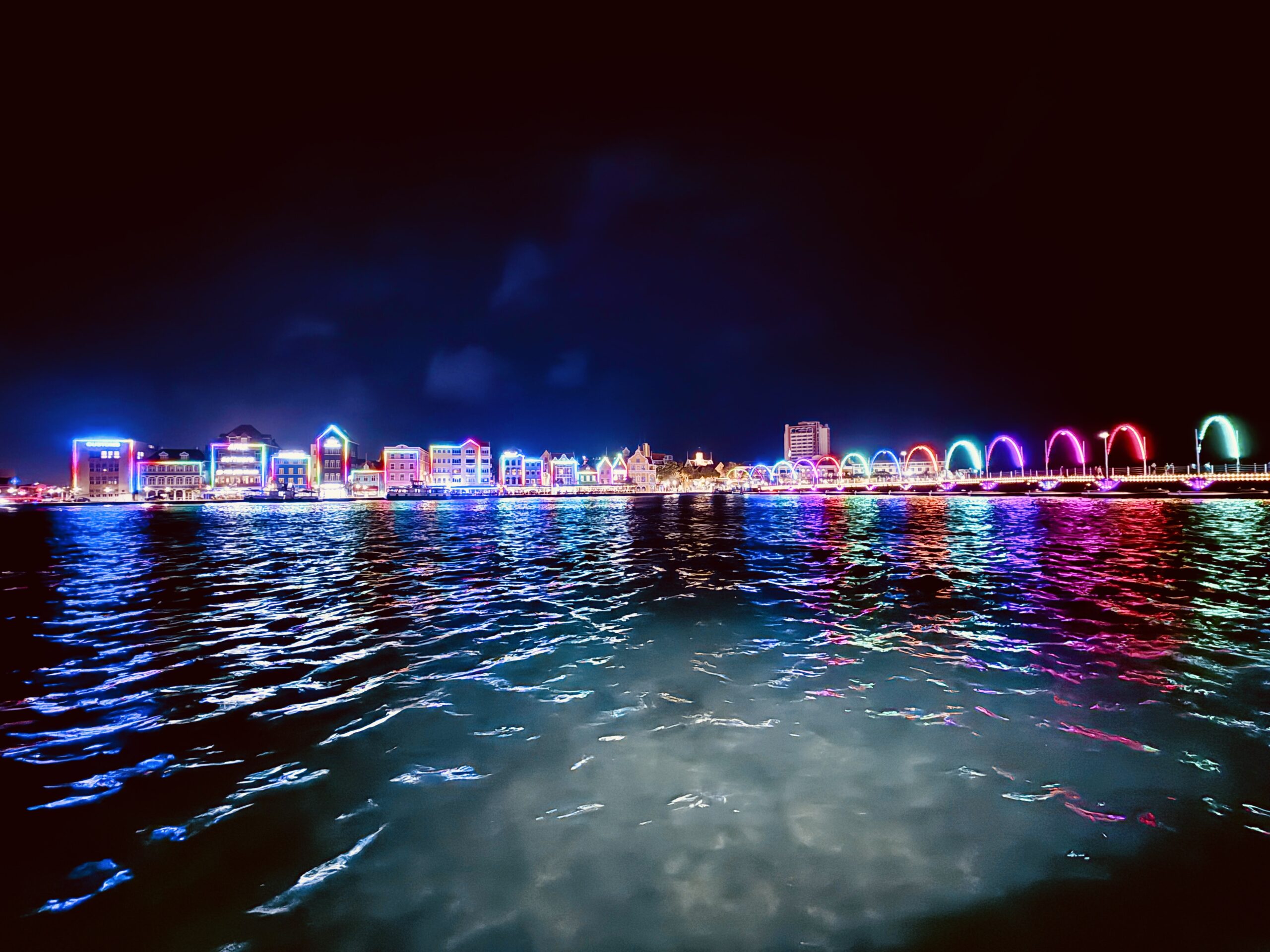 Curacao waterfront at night
