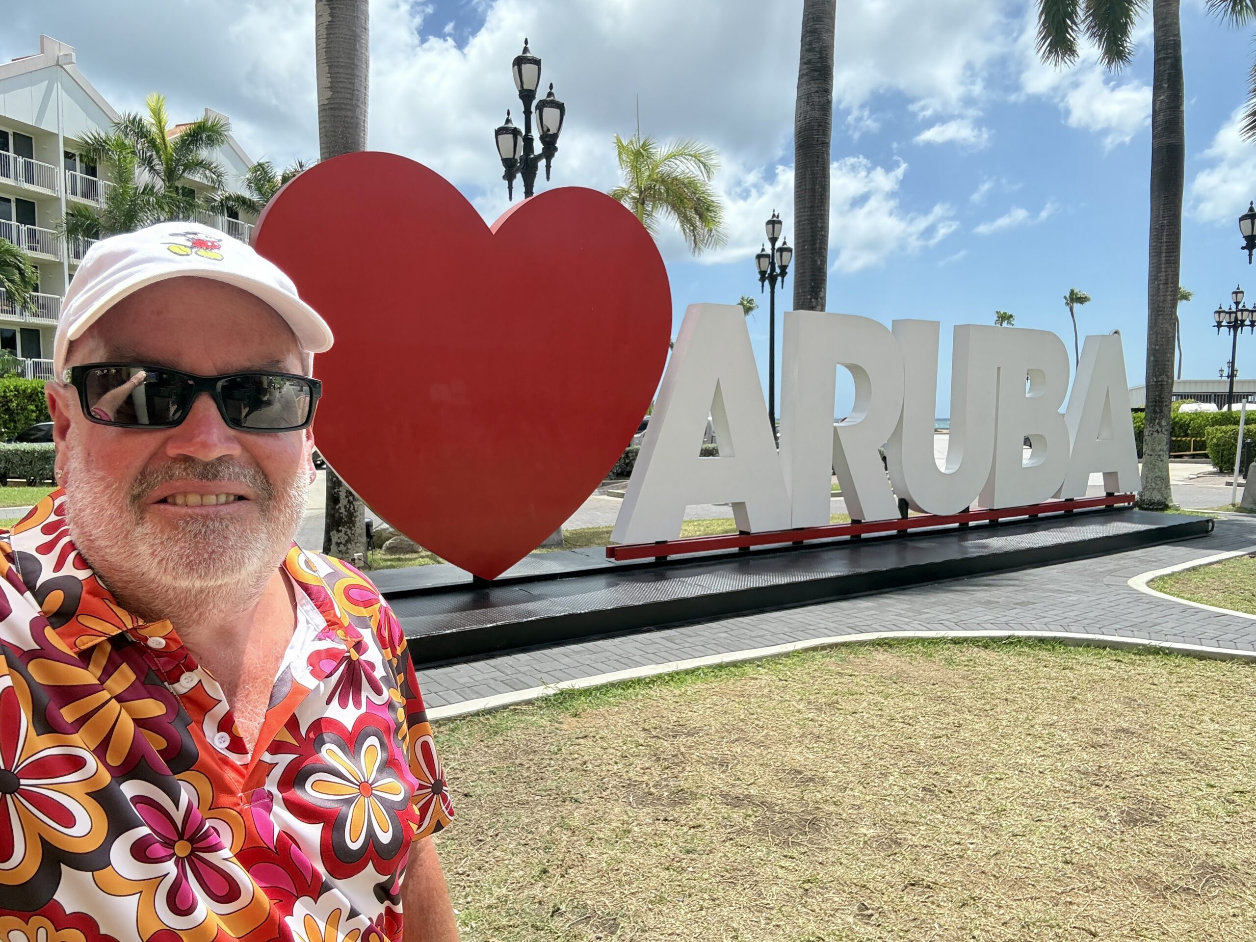 The I LOVE ARUBA sign was relocated for the national holiday