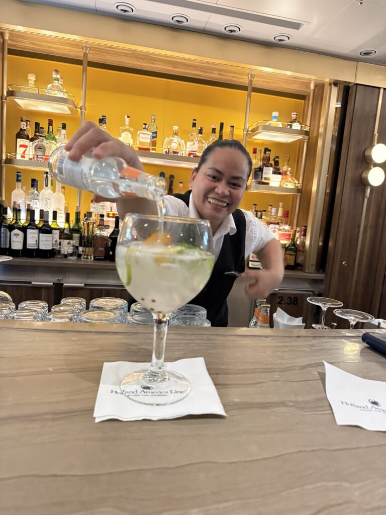 Reema making a cocktail at Half Moon Bar on Rotterdam