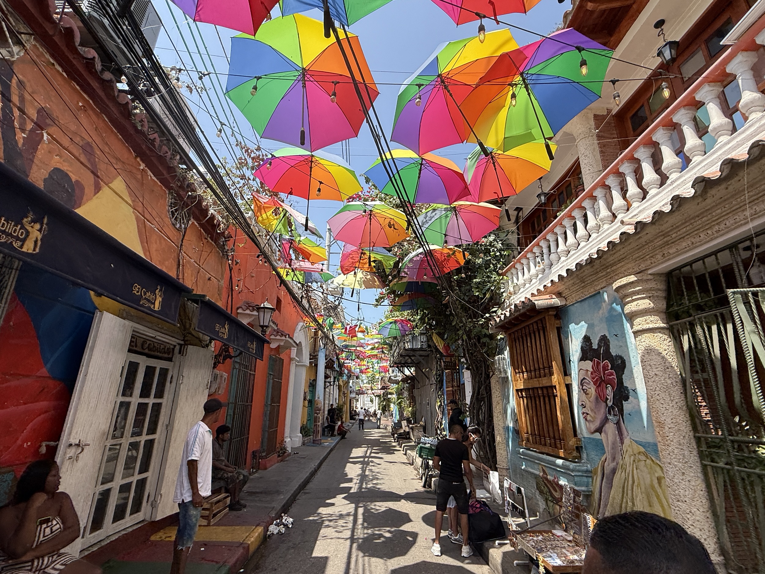 Umbrella Street in Cartagena, Columbia