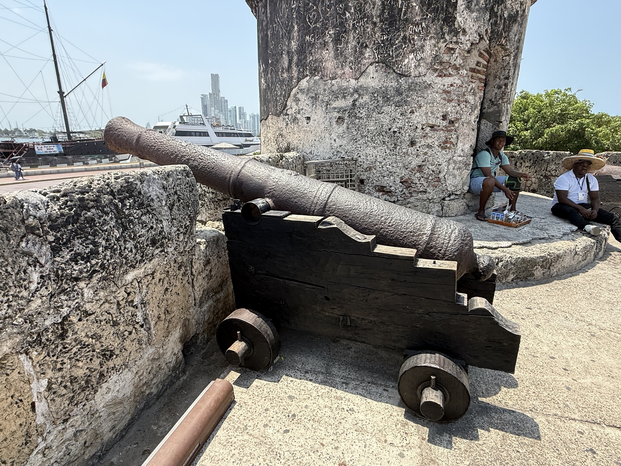 Canons (fake ones) along the Walled City of Cartagena, Columbia