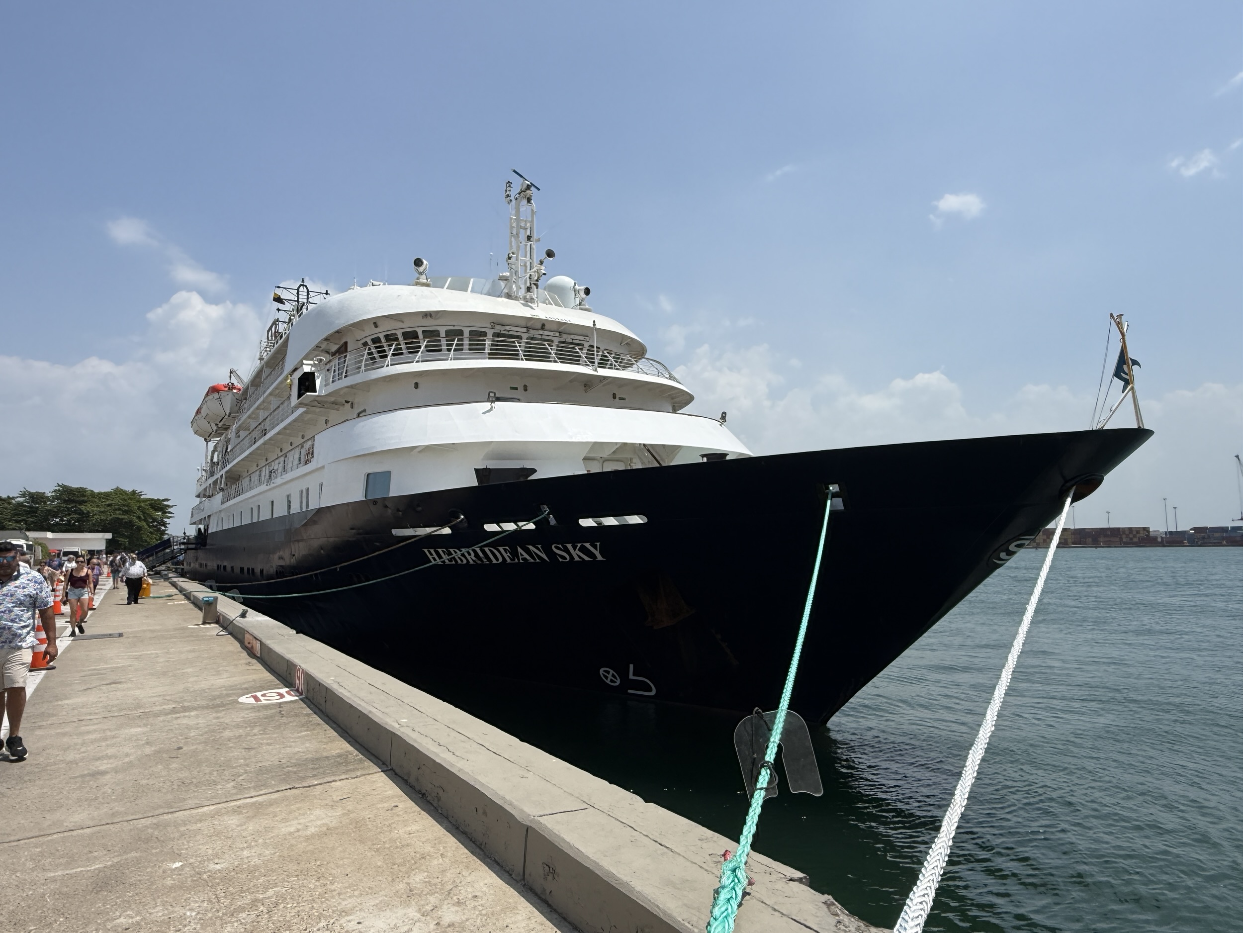 Hebridean Sky docked in Cartagena, Columbia on March 7, 2026