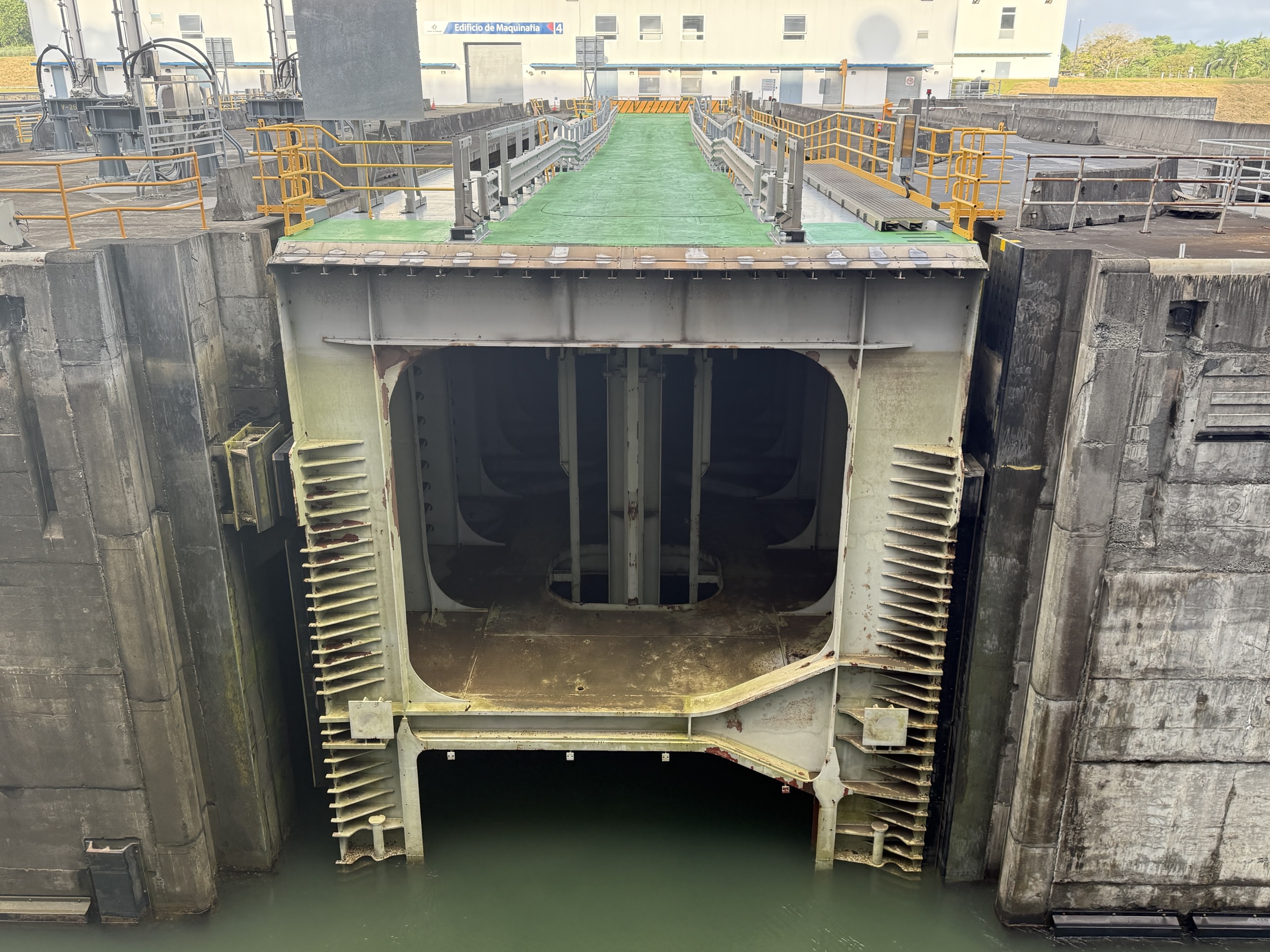 A look inside one of the lock chambers in the Agua Clara locks of the Panama Canal