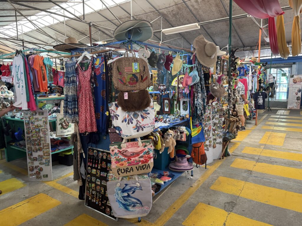 Merchant stalls inside the Puerto Limon cruise terminal