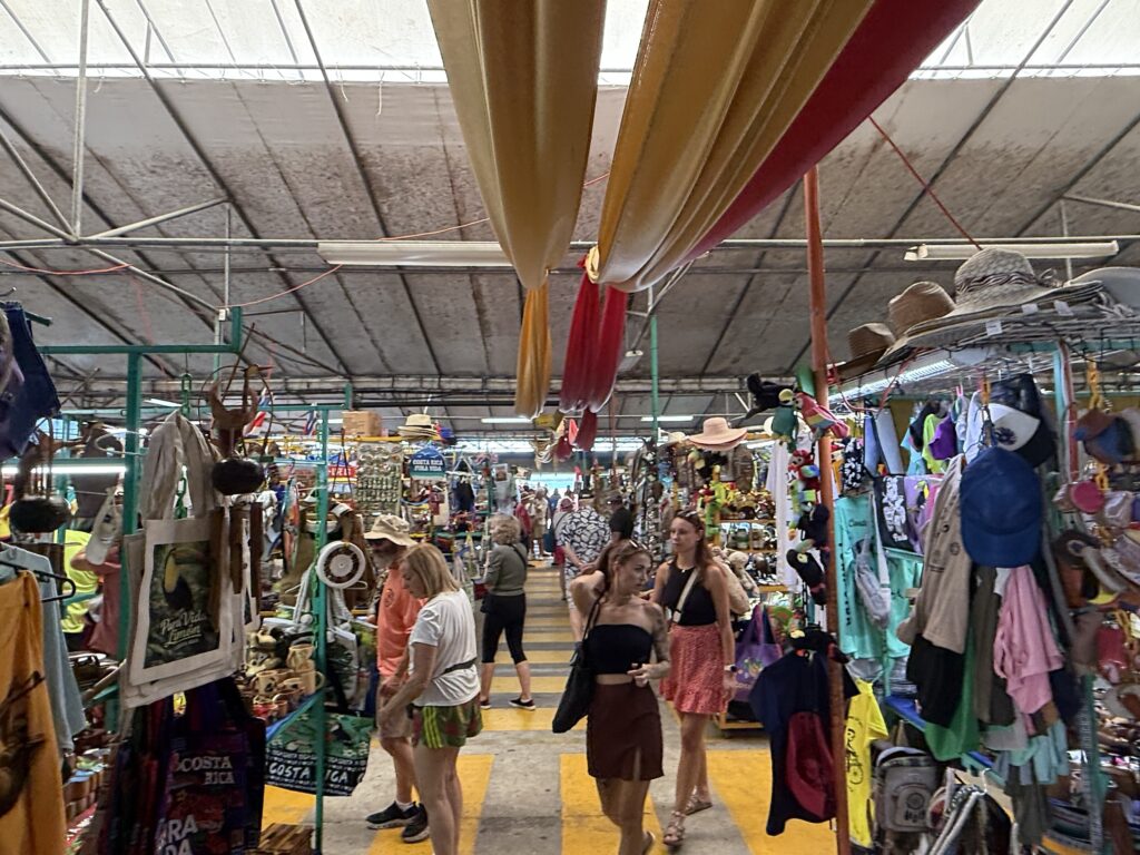 Merchant stalls inside the Puerto Limon cruise terminal