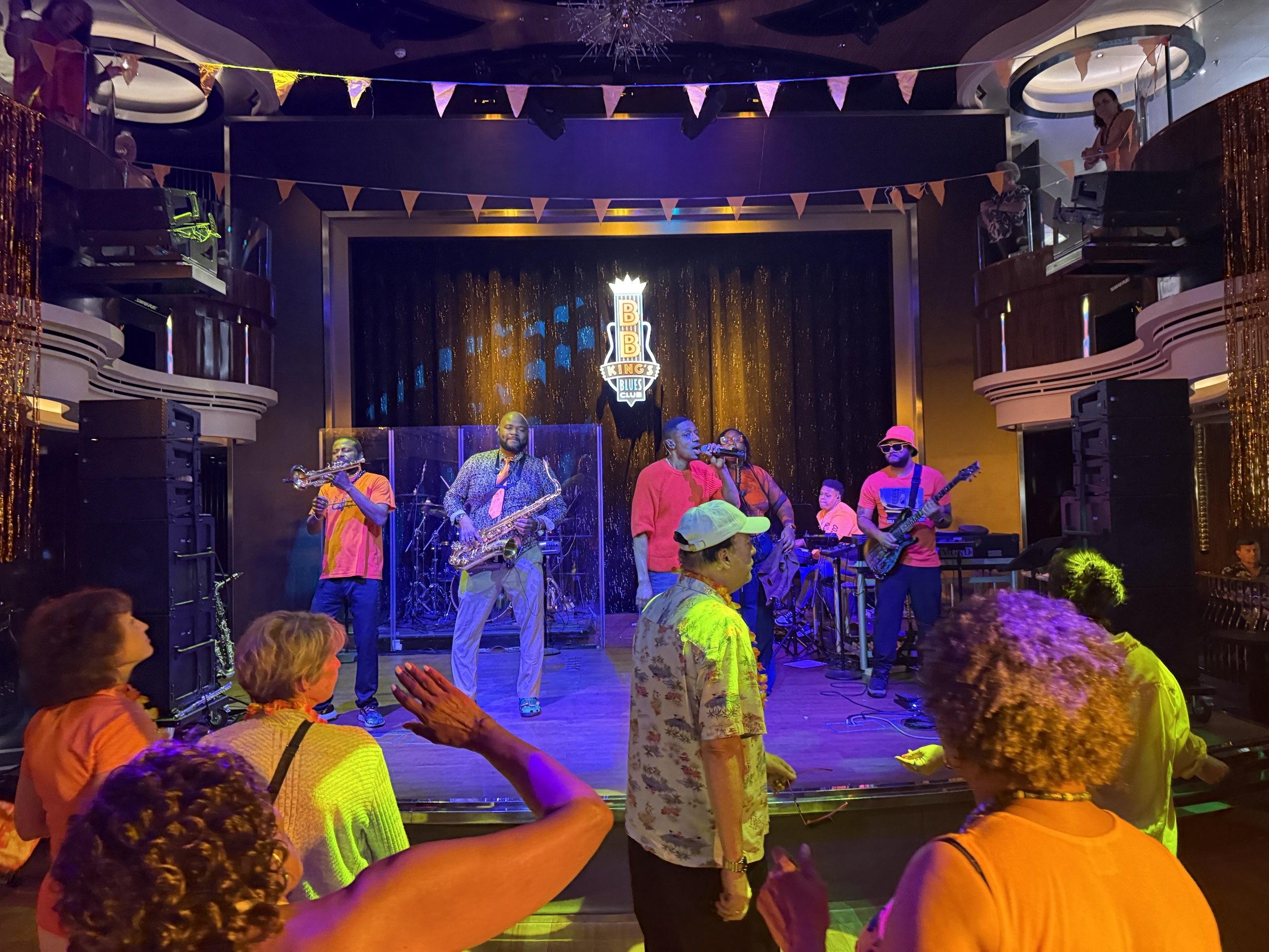 The BB King's Blues Club band playing during the Orange Party