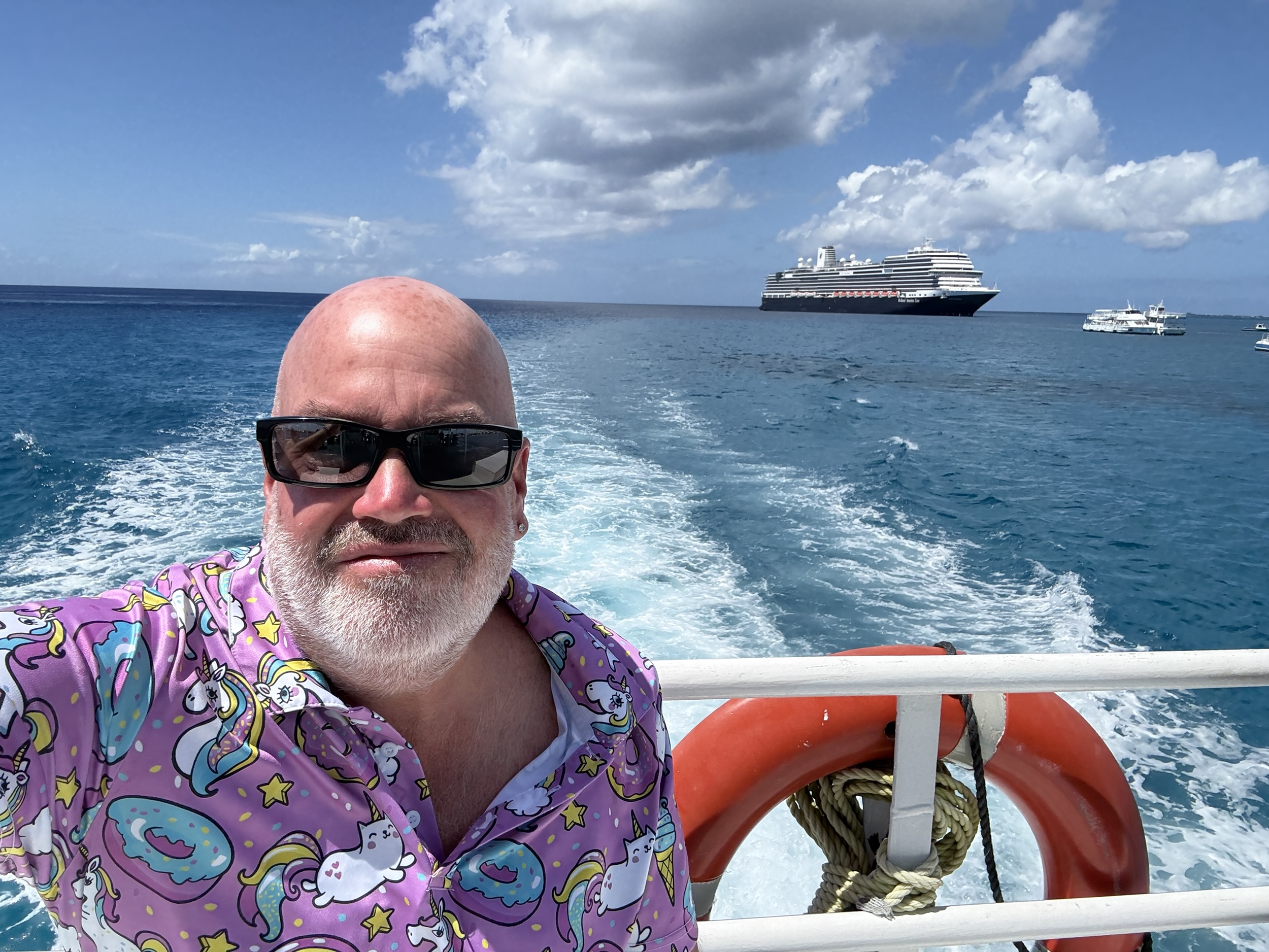 On the tender heading to shore in Grand Cayman