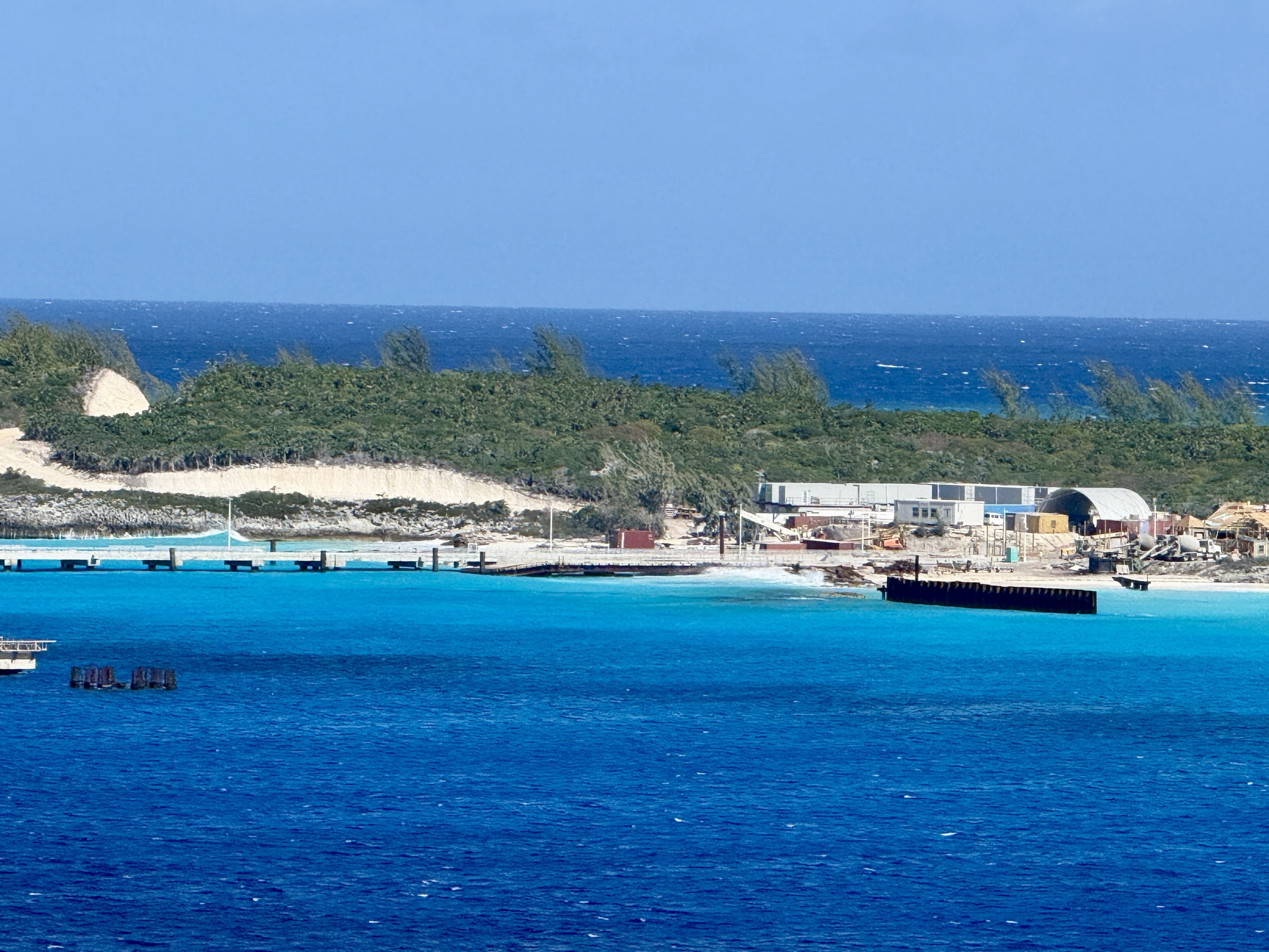 Construction on the Carnival Cruise Line side of Half Moon Cay as of March 21, 2026