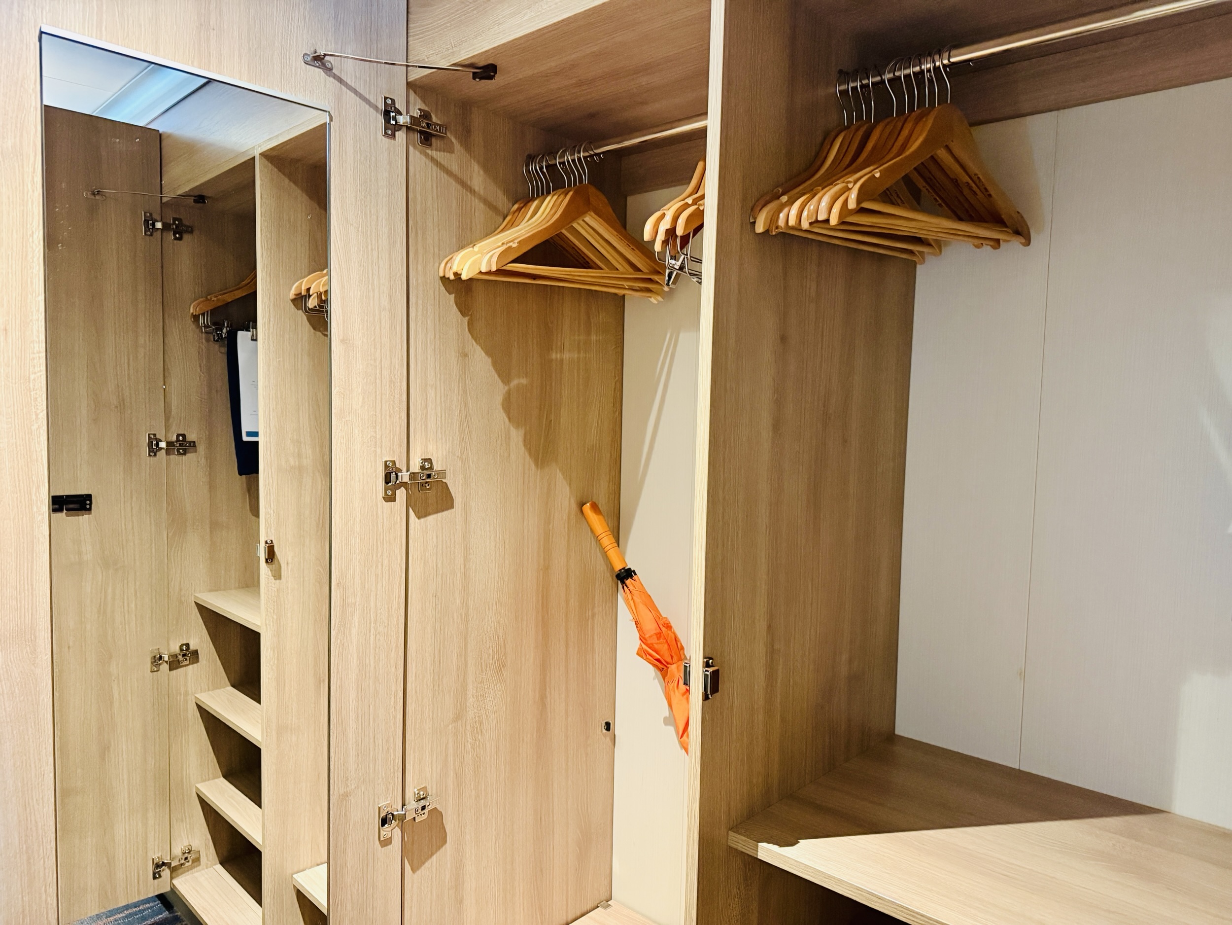 Closet space in Verandah Stateroom 8048 on Koningsdam