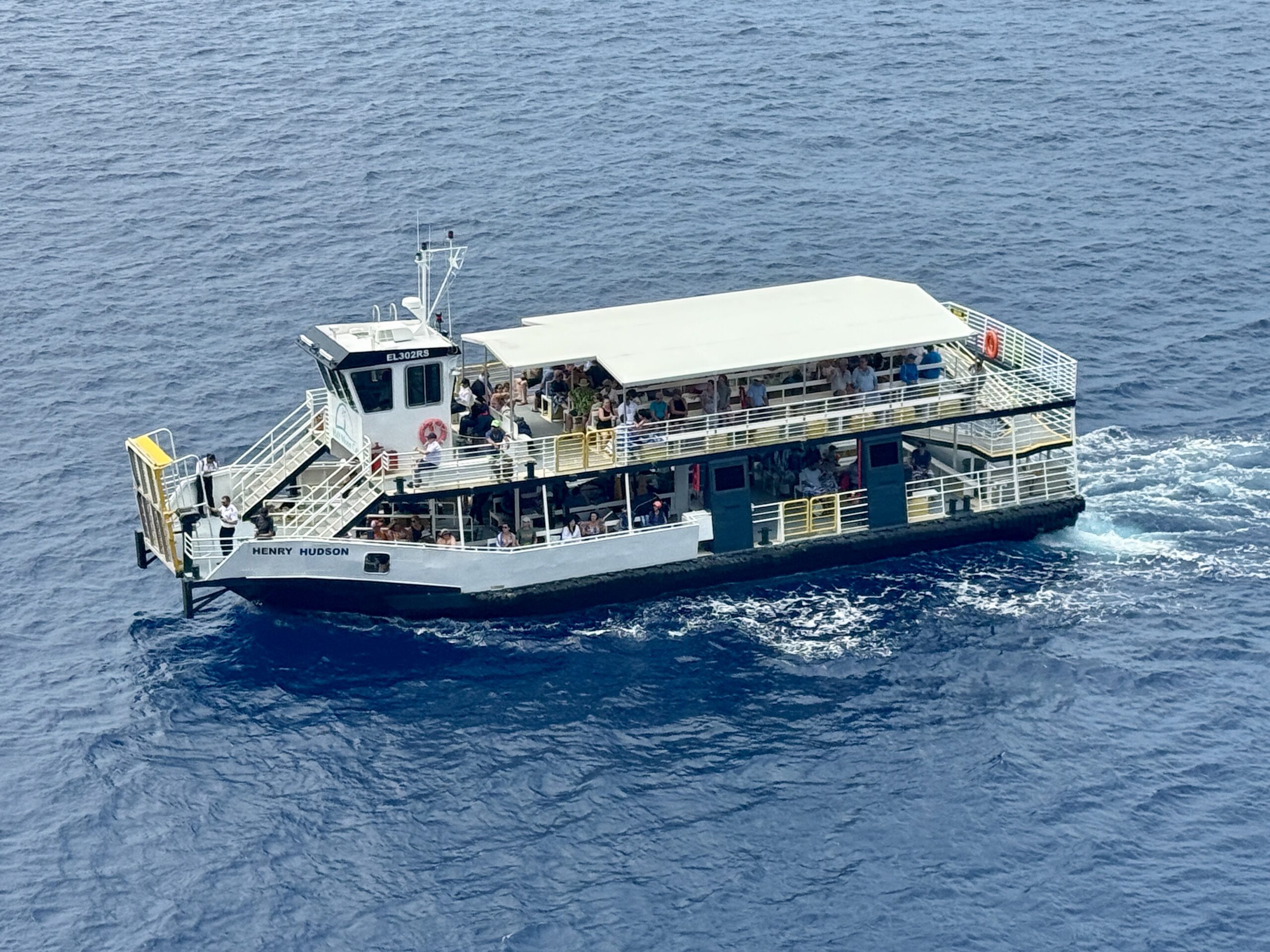 One of the tender boats at Half Moon Cay