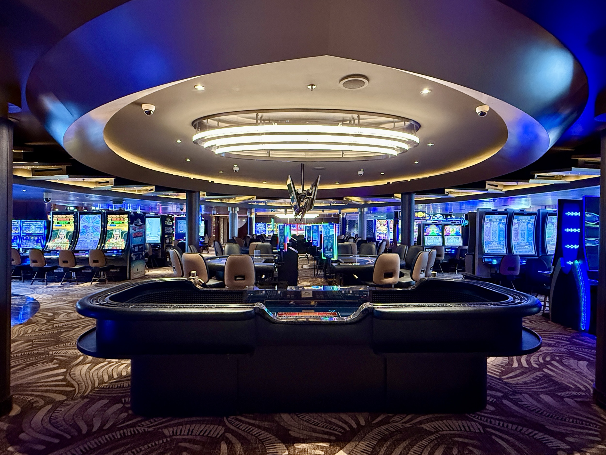 Table games now fill the space where the staircase was on deck 3 on Koningsdam