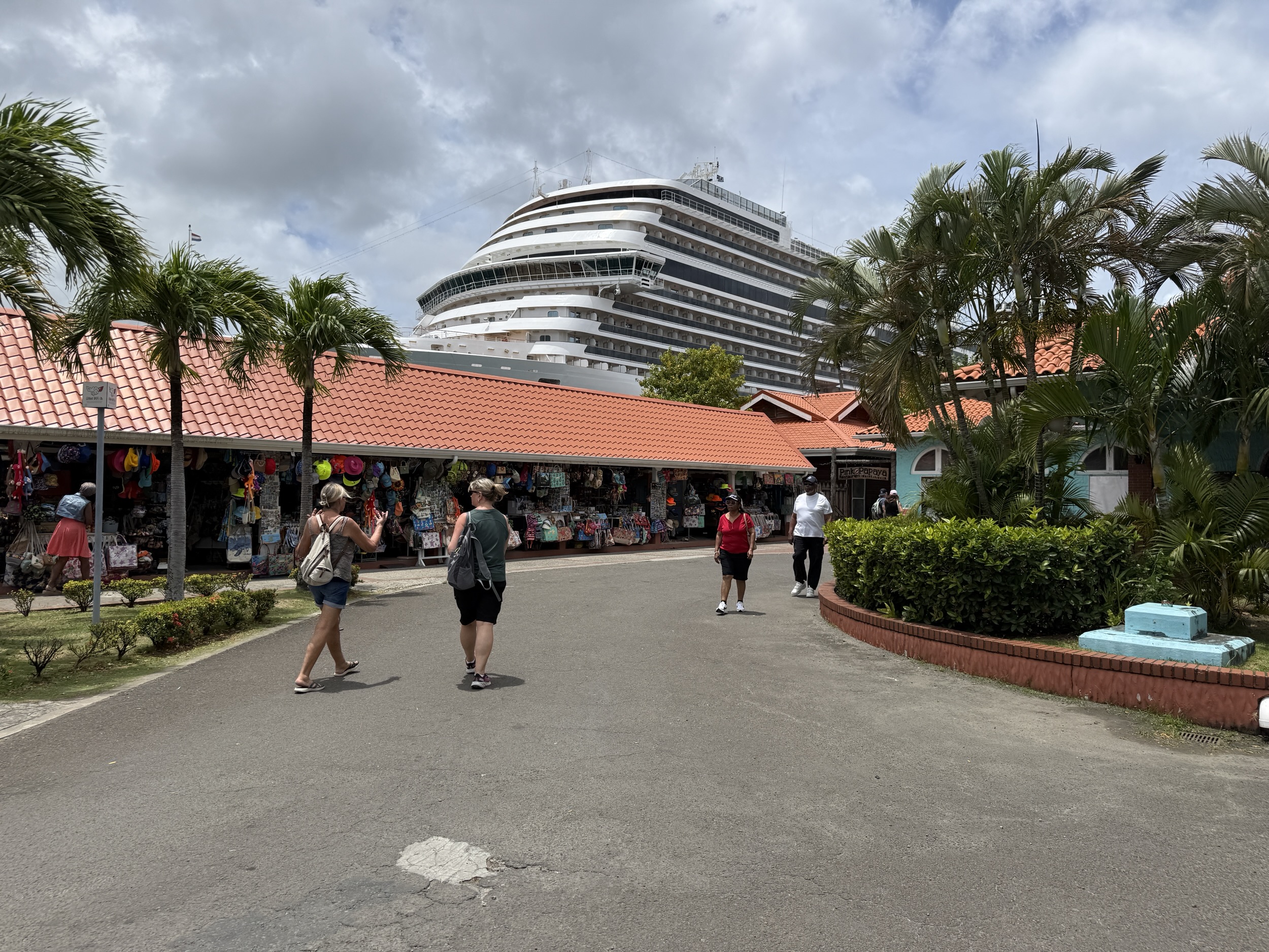 Shops at the Port Seraphine cruise port  in Castries