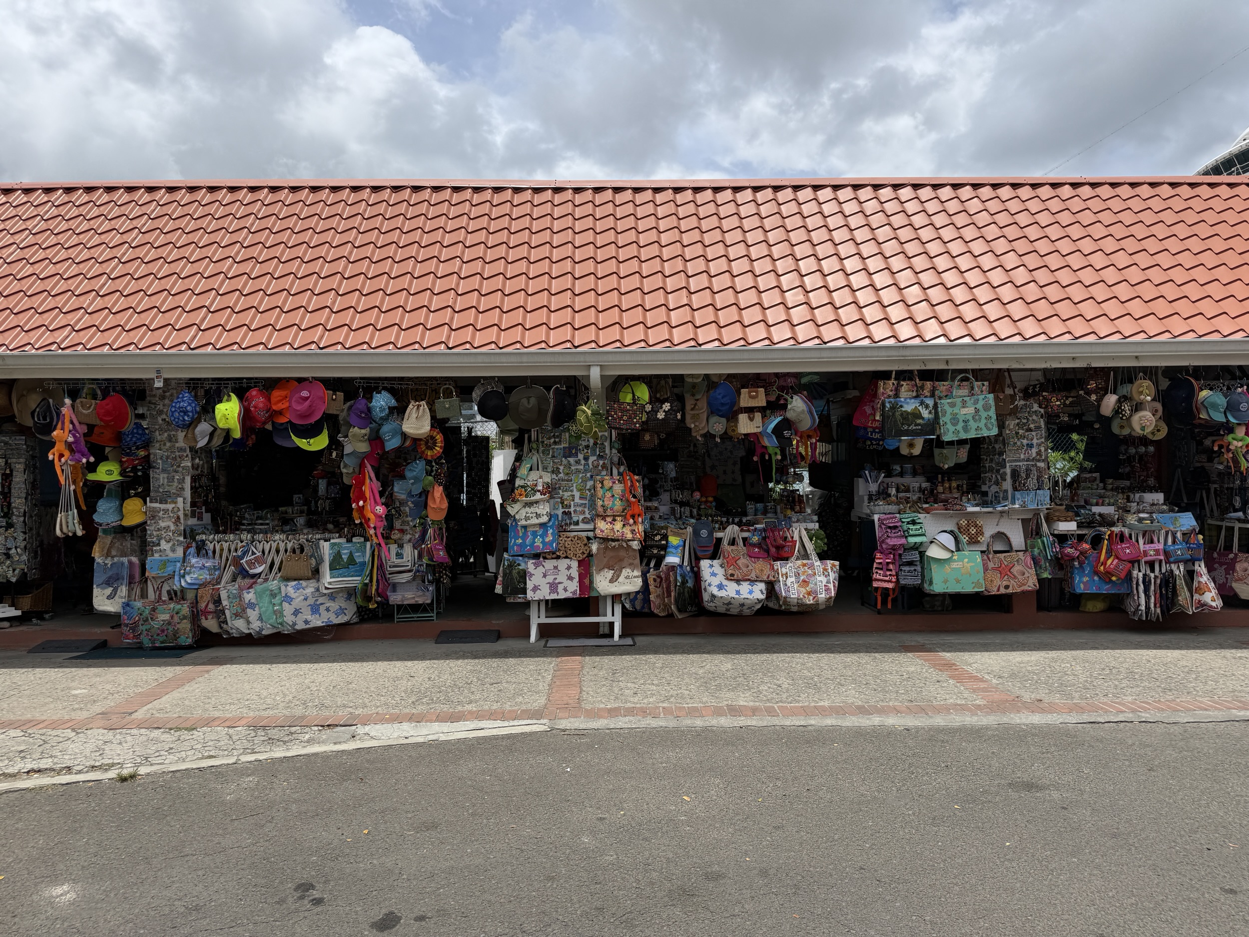 Shops at the Port Seraphine cruise port  in Castries