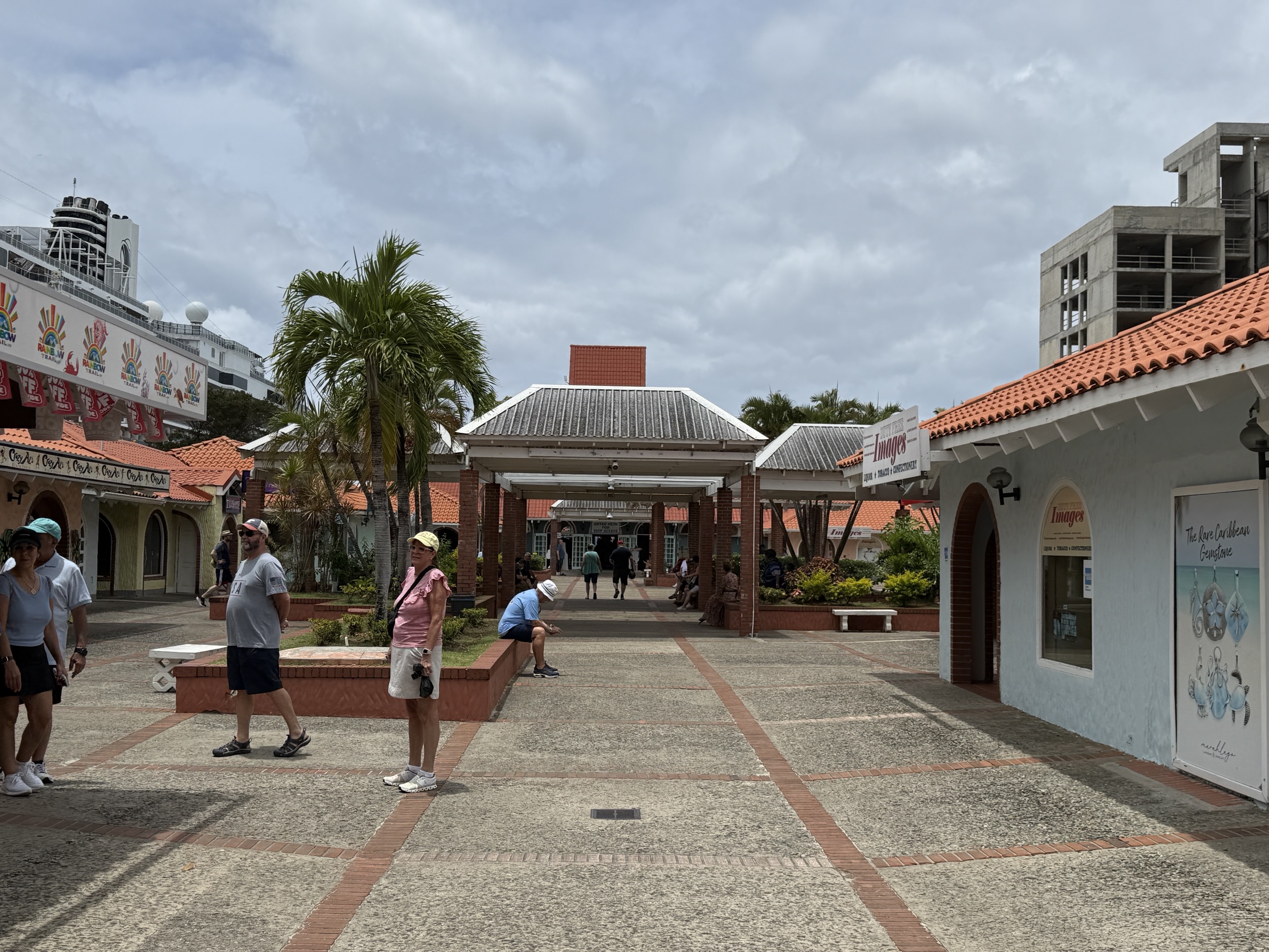 Shops at the Port Seraphine cruise port  in Castries