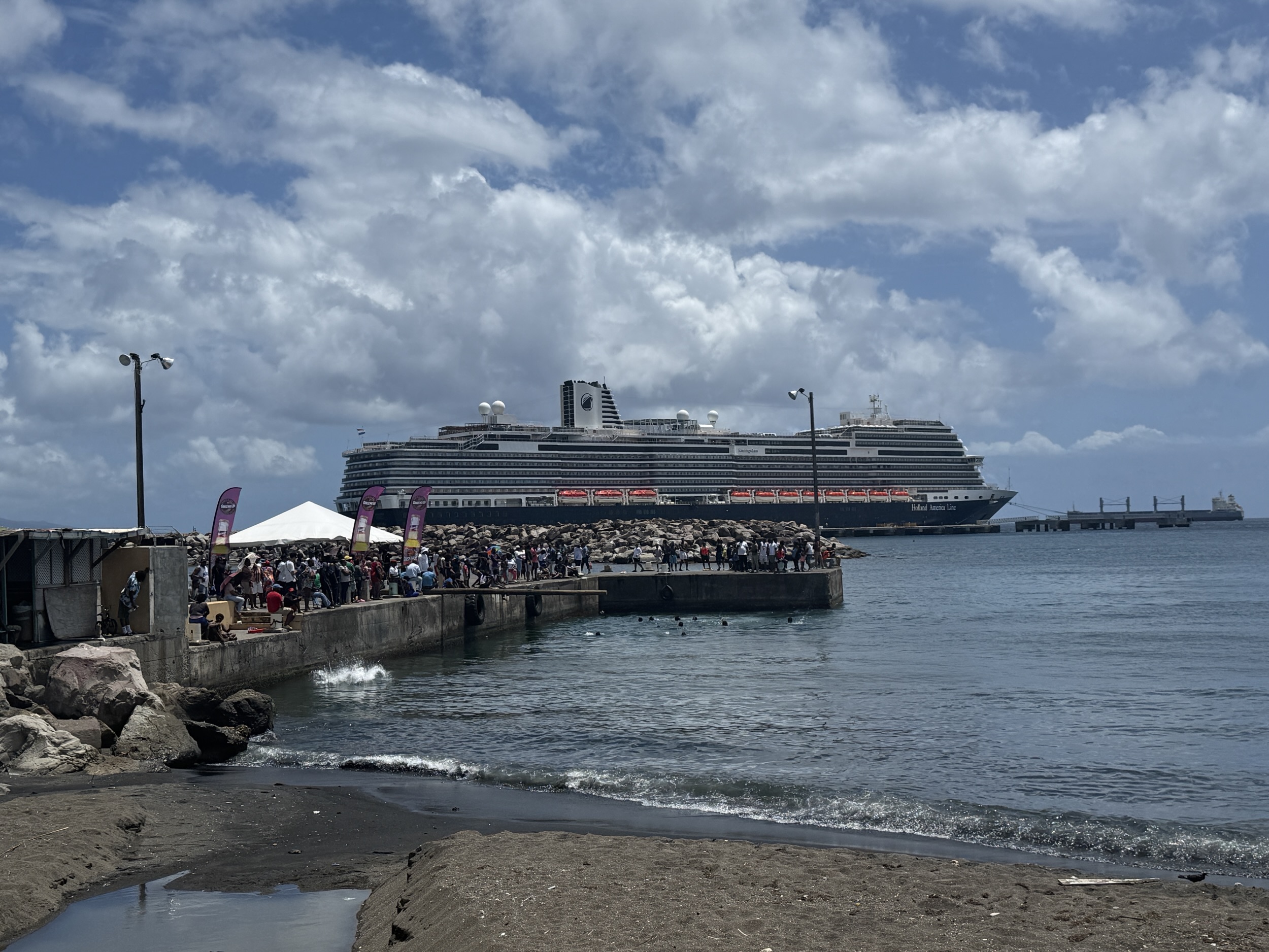On Easter Monday, locals gathered for a swimming competition in St Kitts