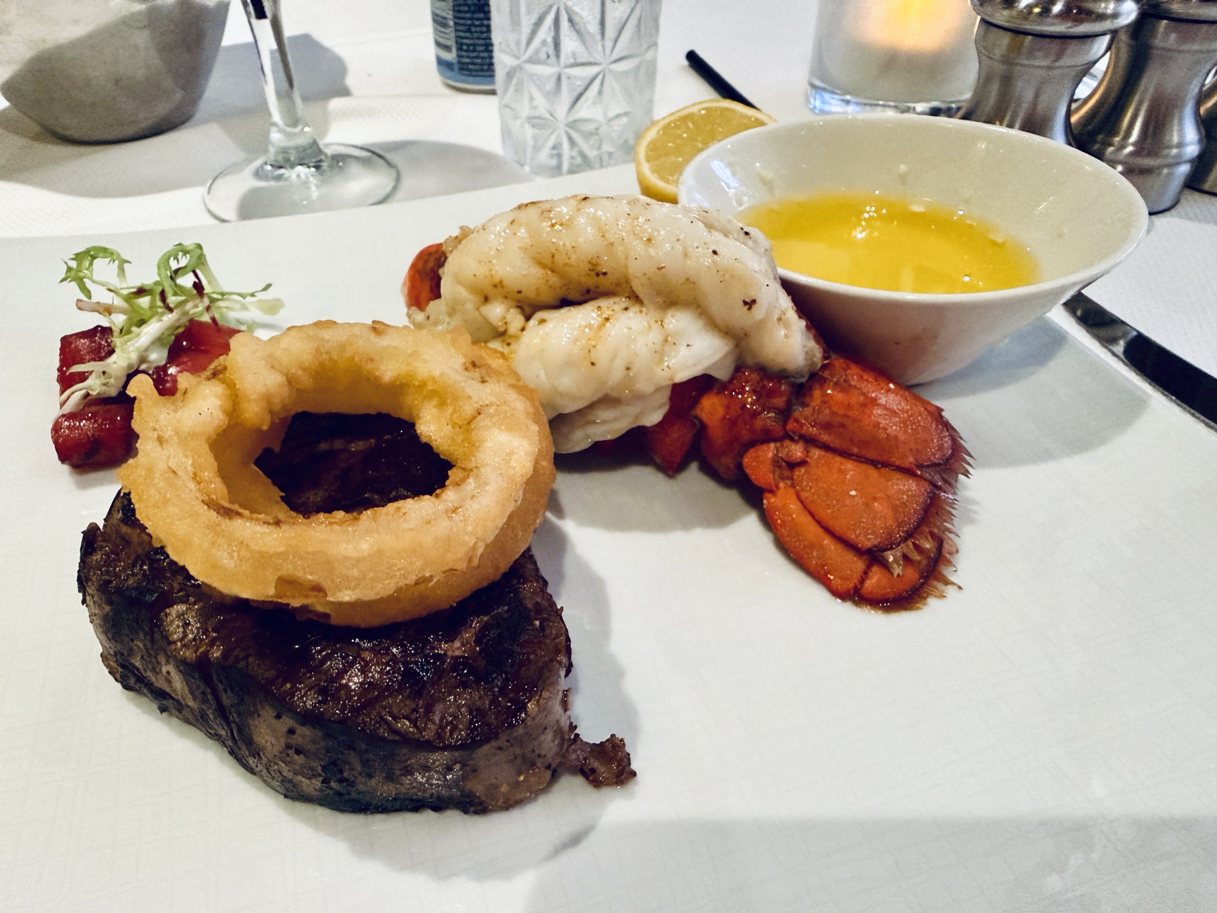 Filet and lobster from Pinnacle Grill on Koningsdam