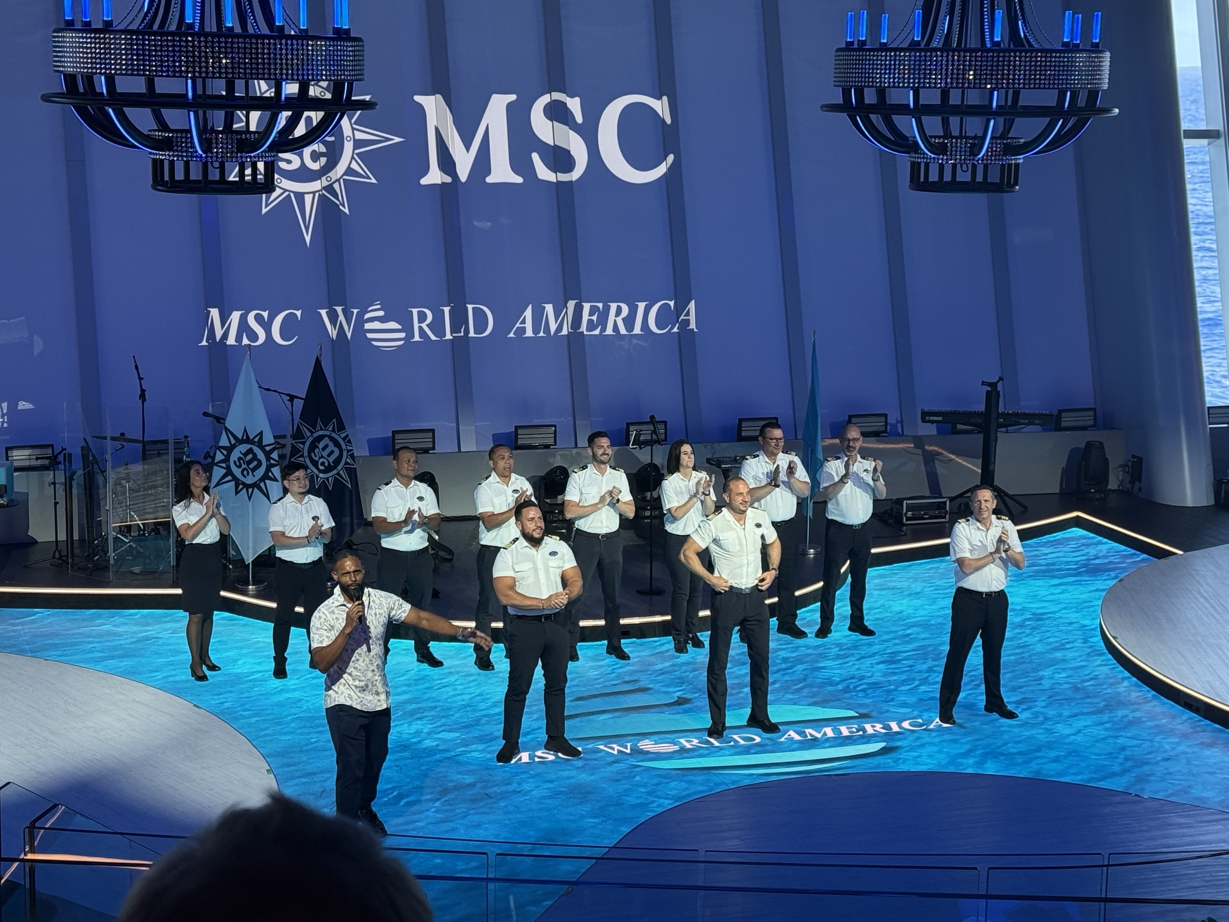 The senior officers of MSC World America being introduced during the Voyagers Club Reception