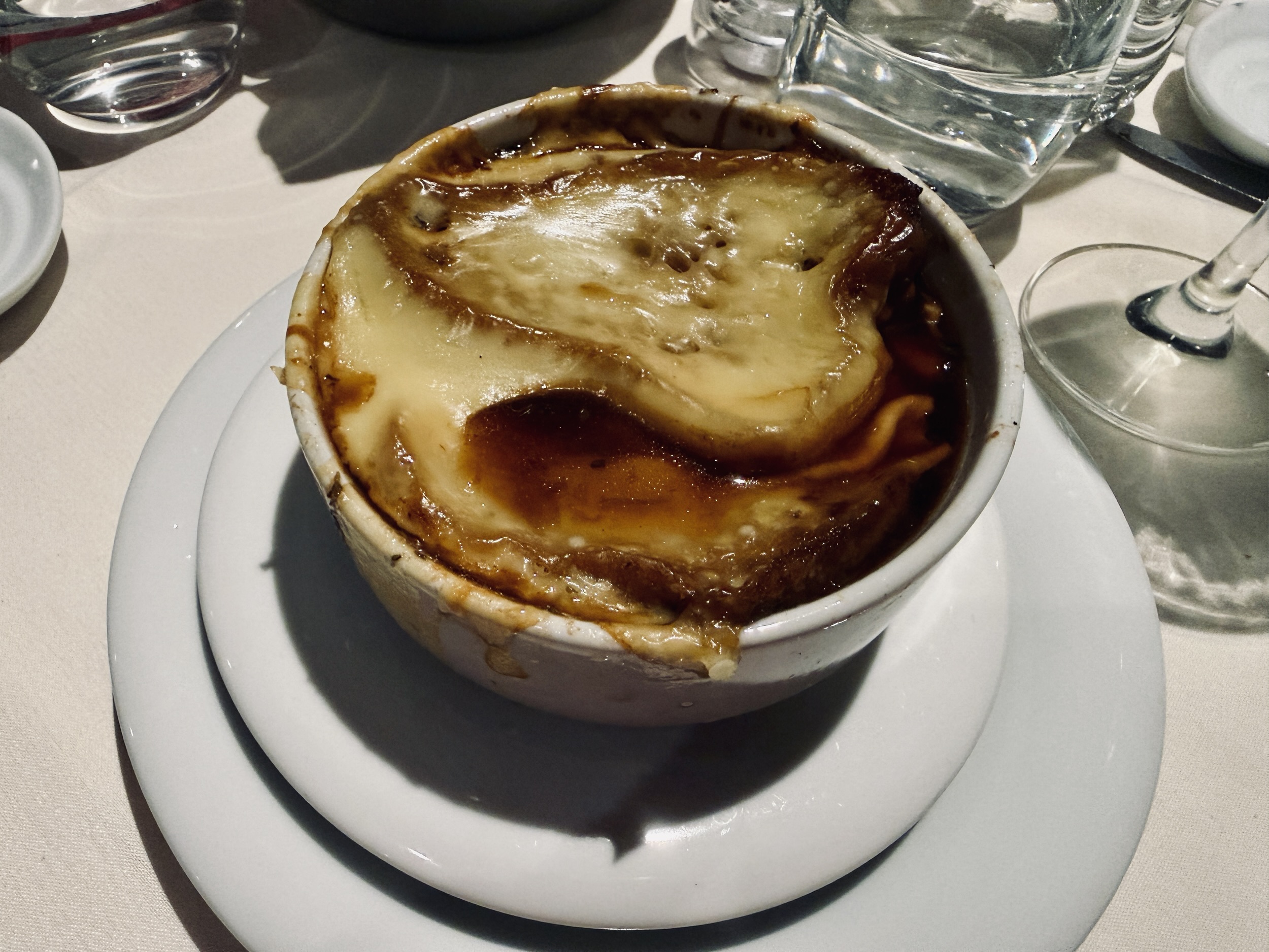 French onion soup from the Hexagon Restaurant (MDR) on MSC World America