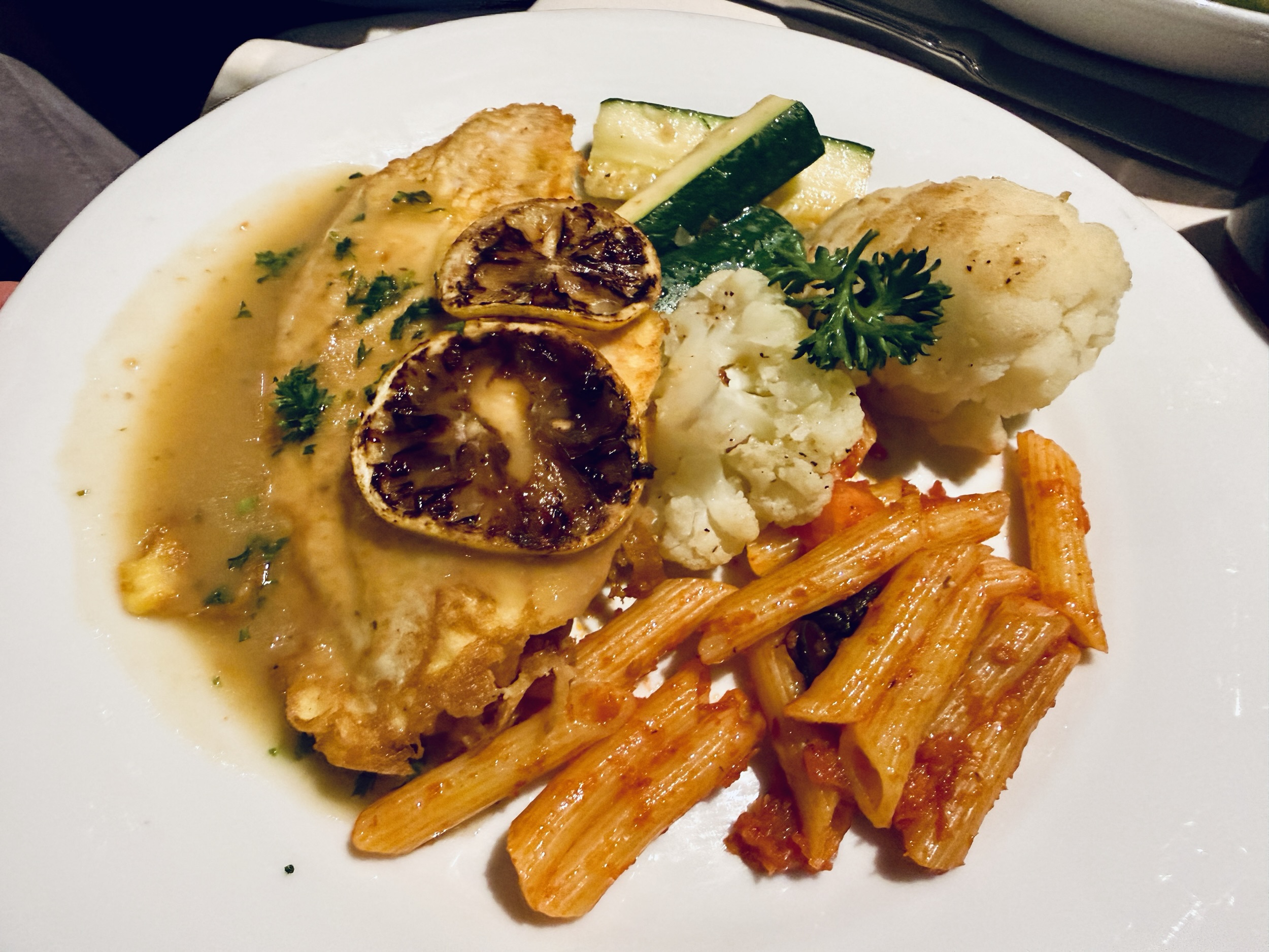 Chicken scaloppine from the Hexagon Restaurant (MDR) on MSC World America