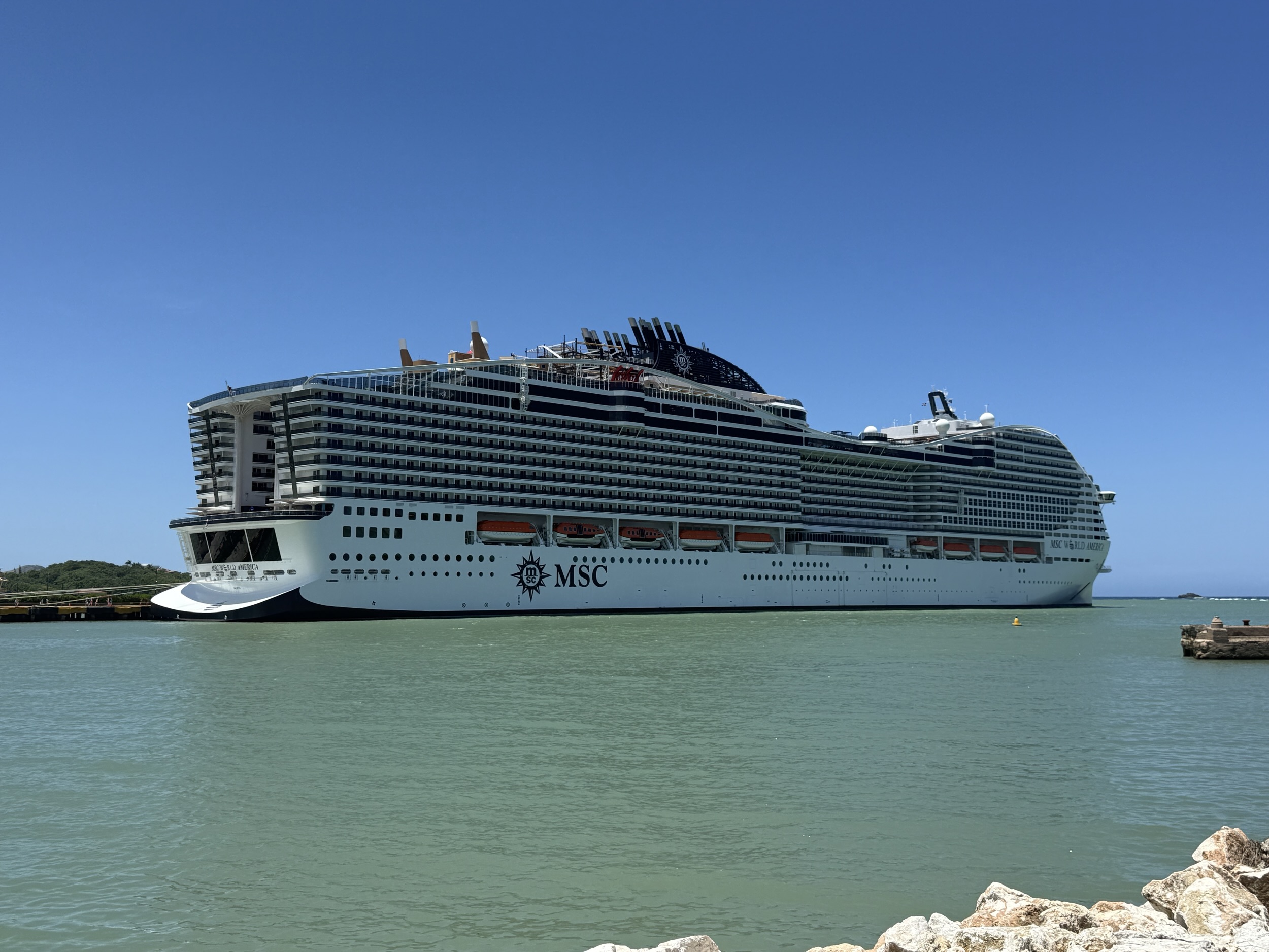 MSC World America docked in Puerto Plata, DR on April 20, 2026
