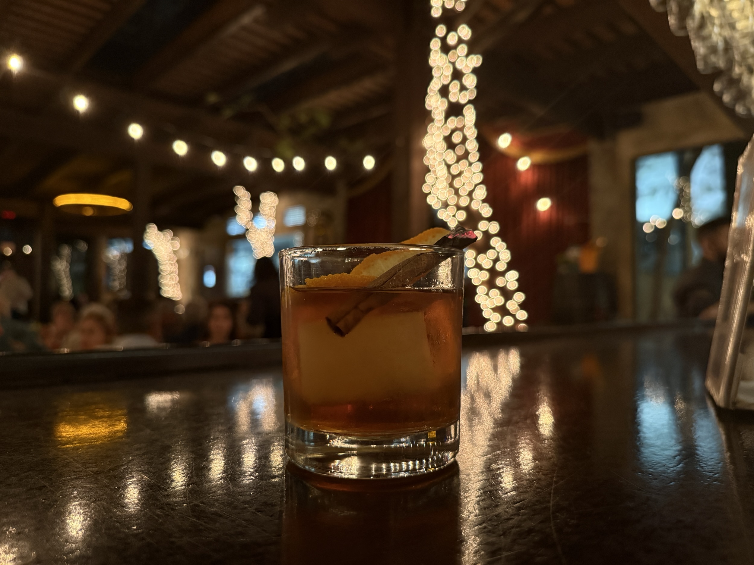 Smoked rum old fashioned from Princesa Cocina Cultura in San Juan