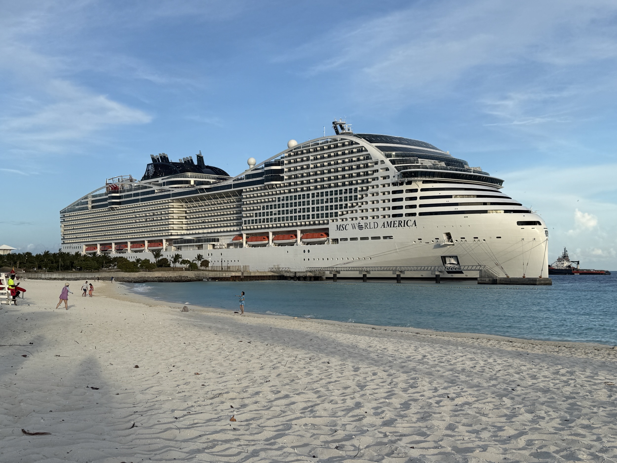 MSC World America docked at Ocean Cay on April 24, 2026