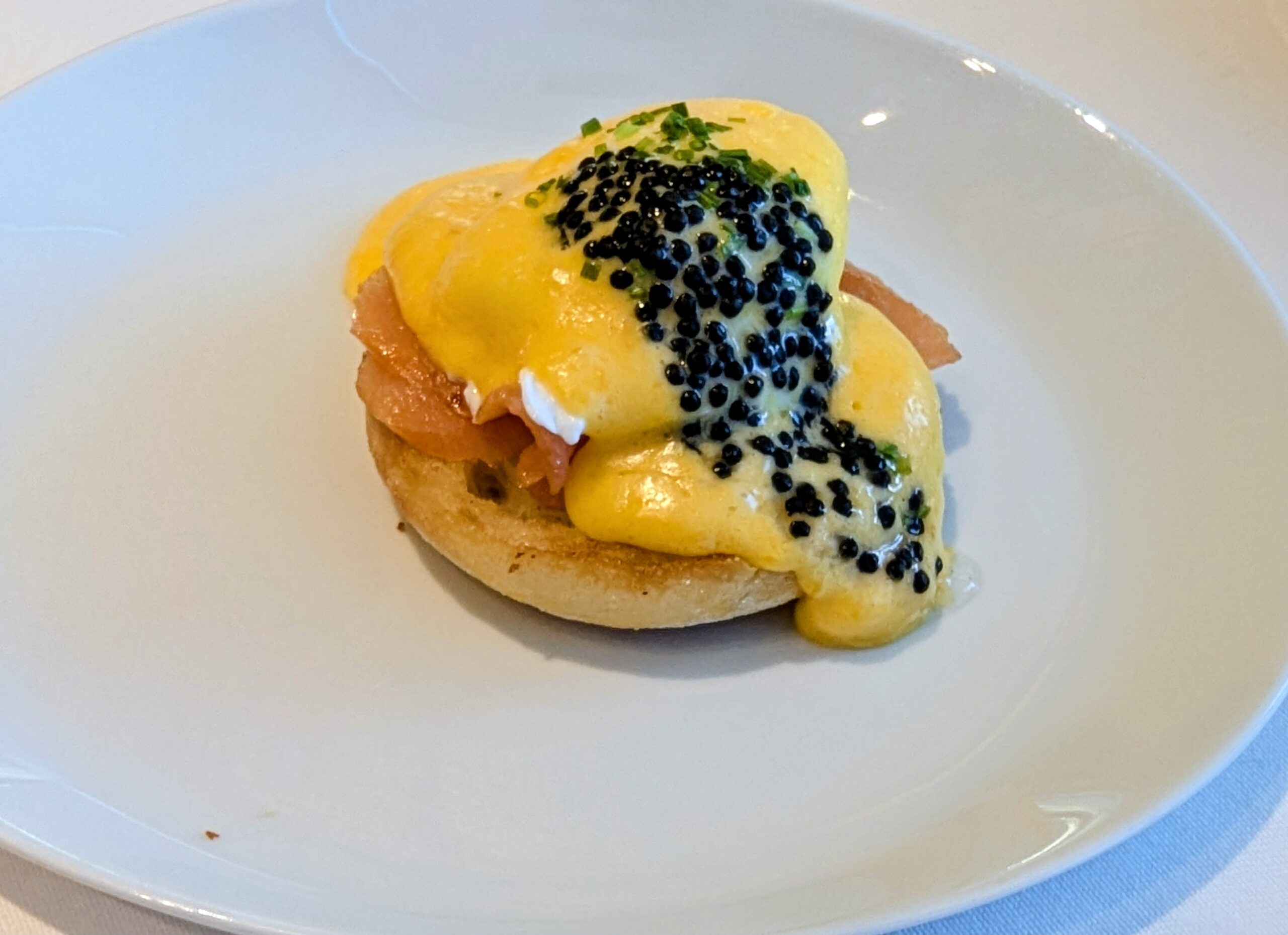 Poached Eggs on Toasted Buttered English Muffin