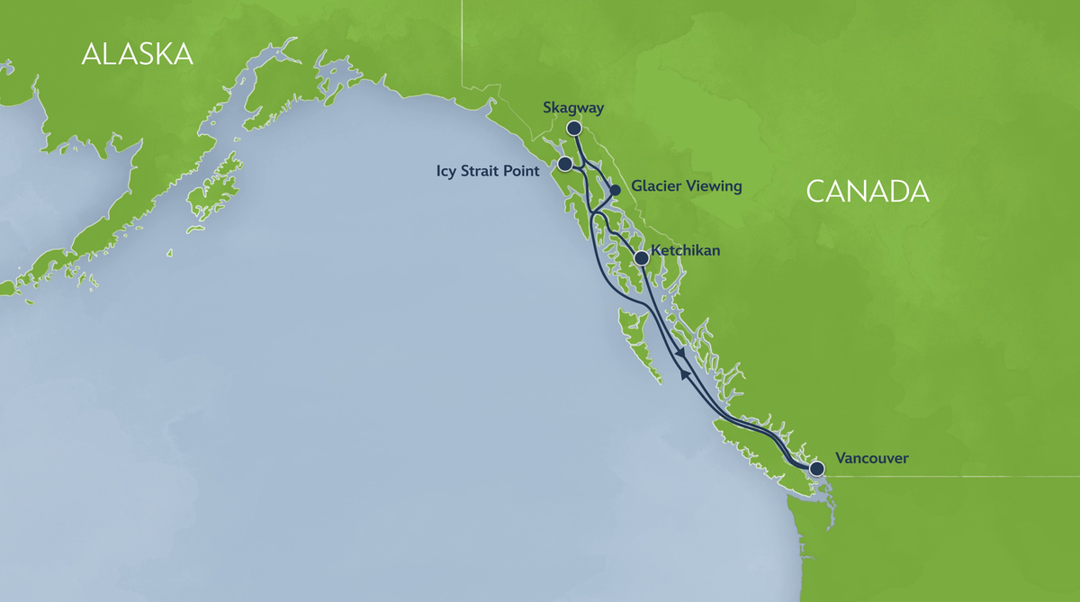 Disney Magic Alaska cruise map from Vancouver