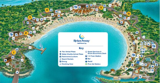Half Moon Cay Map as of June 1, 2026. Click for full version as PDF